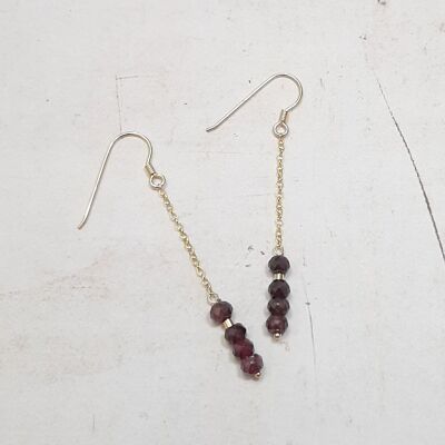 Garnet Earrings in 925 Silver Gold