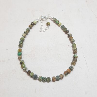 Green Turquoise and 925 Silver Bracelet