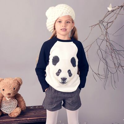Sweatshirt | beige und schwarzer Animal-Print | PANDA