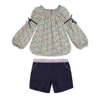 Set cadeau fille | Blouse liberty jaune & short en jean