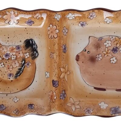 PIATTO IN CERAMICA "POLLO-MAIALINO" DIMENSIONI: 32x16x2cm MM-512