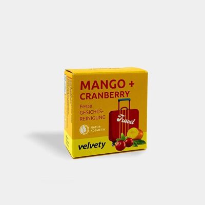 Detergente viso solido Velvety Travel Mango + Mirtillo rosso 20g