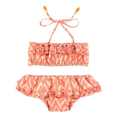 Badeanzug für Mädchen | orange grafische Baumwolle | SCHWAN