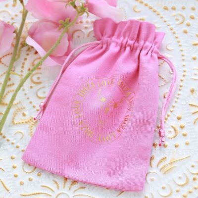 Sacchetto regalo in lino rosa