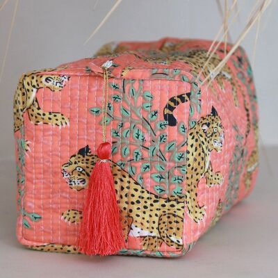 Blockprint toiletry bag Fez tiger M