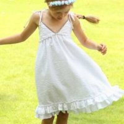 Girl's long summer dress | white cotton | EUGENIE