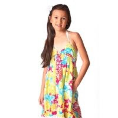 Girl's long summer dress | multicolored floral jersey | EUGENIE