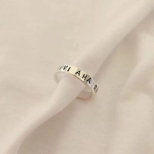 ANELLO ROSA, REALIZZATO A MANO IN ARGENTO 925, CON INCISIONE PERSONALIZZATA