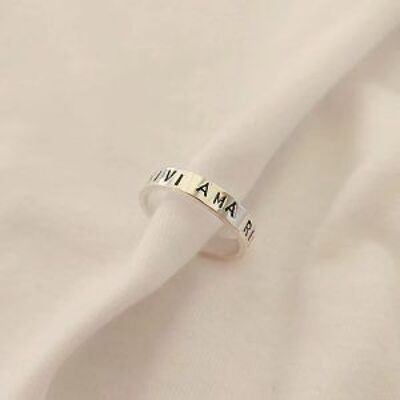 ANELLO ROSA, REALIZZATO A MANO IN ARGENTO 925, CON INCISIONE PERSONALIZZATA