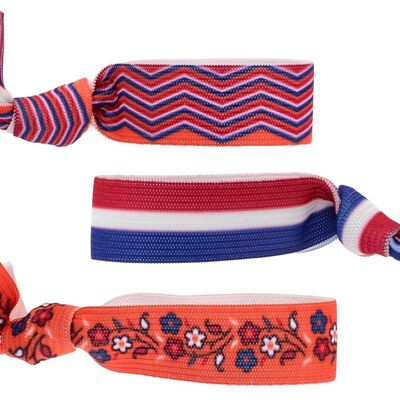 Bracelets - Orange/RedWhiteBlue - Elastic