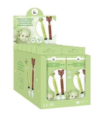 2 seringues de lavage nasal Ours/Grenouille, assorties en mini présentoir 4