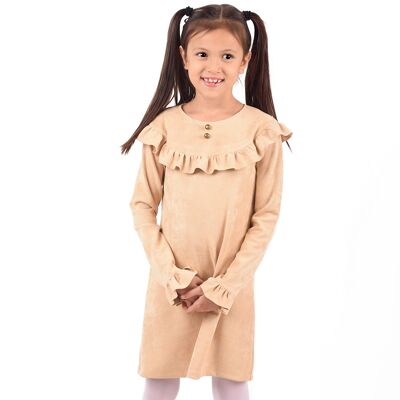 Indian girl costume dress | beige suede | SQUAW