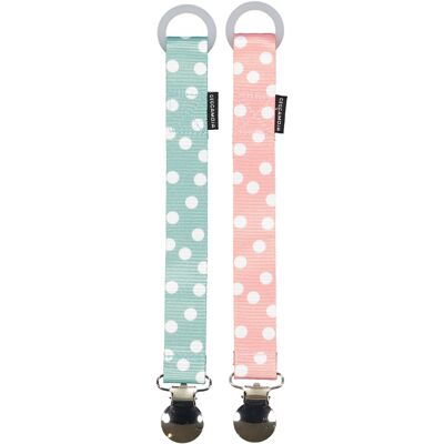 Pacifier holder 2-pack Pink dot One Size