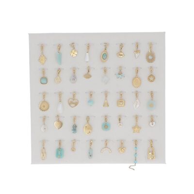 Kit of 40 stainless steel charms - gold amazonite
