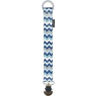 Schnullerhalter Marineblau mit Zick-Zack-Muster, Einheitsgröße