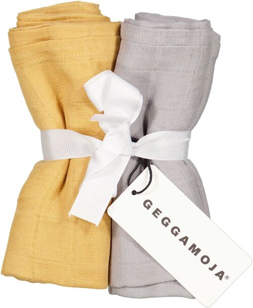 2-pack Muslin blankets Mustard/grey