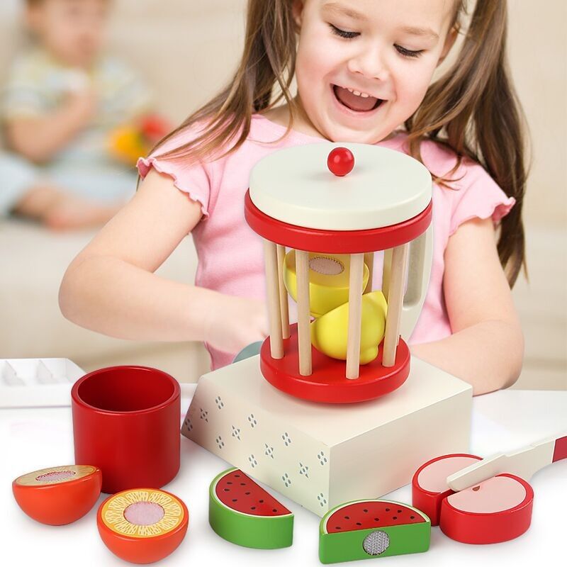 Exprimidor/batidora de juguete de madera con accesorios