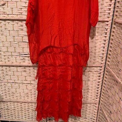 Beautiful Long Italian Silk Dress with Tiered Design