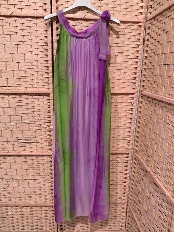 Robe longue sans manches en soie italienne multicolore pour femmes 7