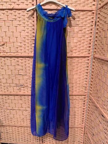 Robe longue sans manches en soie italienne multicolore pour femmes 10