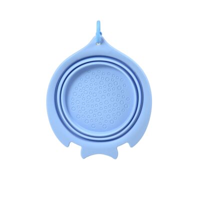 Foldable travel bowl 1400 ml in blue silicone