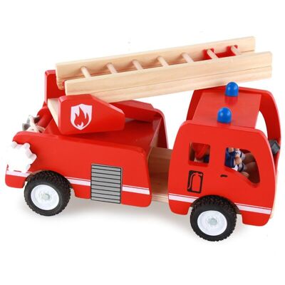 Spielzeug Feuerwehrwagen aus Holz mit Zubehör