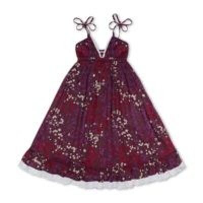 Robe longue été fille | coton bordeaux fleuri | EUGENIE