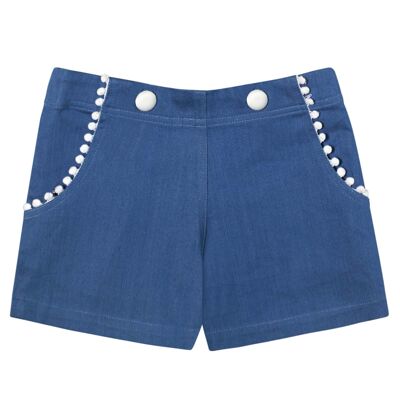 Pantalones cortos de verano para niña | algodón denim azul | ANGIE