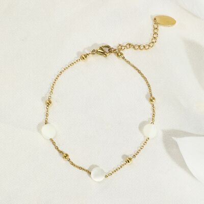 Mother-of-pearl bracelet in gold-plated stainless steel -BR210170