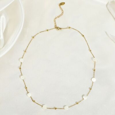 Mother-of-pearl necklace in golden stainless steel - BJ210170OR