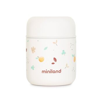 Miniland Food Thermy Mini Valence 280ml.    Thermos alimentaire pour bébé 280 ml, avec double couche d'acier qui maintient la température des aliments pendant des heures. Collection Valence 1