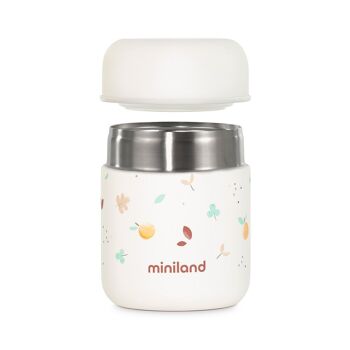 Miniland Food Thermy Mini Valence 280ml.    Thermos alimentaire pour bébé 280 ml, avec double couche d'acier qui maintient la température des aliments pendant des heures. Collection Valence 2