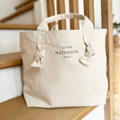 Borsa City Bag in cotone "Maîtresse" ecru