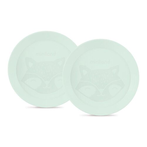 Miniland Dolce Mint Set of plates. Circular tableware including two flat plates. Made in Spain with high quality materials and designed for all children.