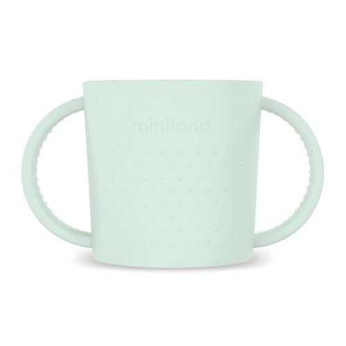 Miniland Dolce Mint learning cup with handles. Manufactured in Spain with high quality materials and designed for all children.