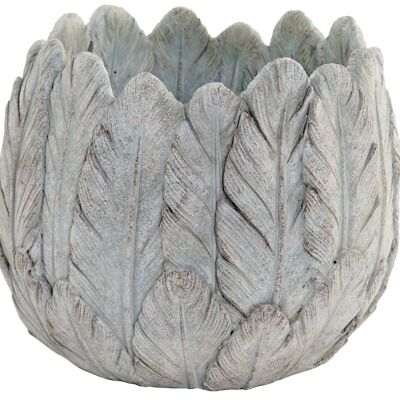 CEMENT PLANTER 19X19X16 FEATHERS AGED GRAY MC189278