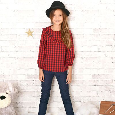 Girl's winter blouse | red and black gingham checks | MADEMOISELLE SKA