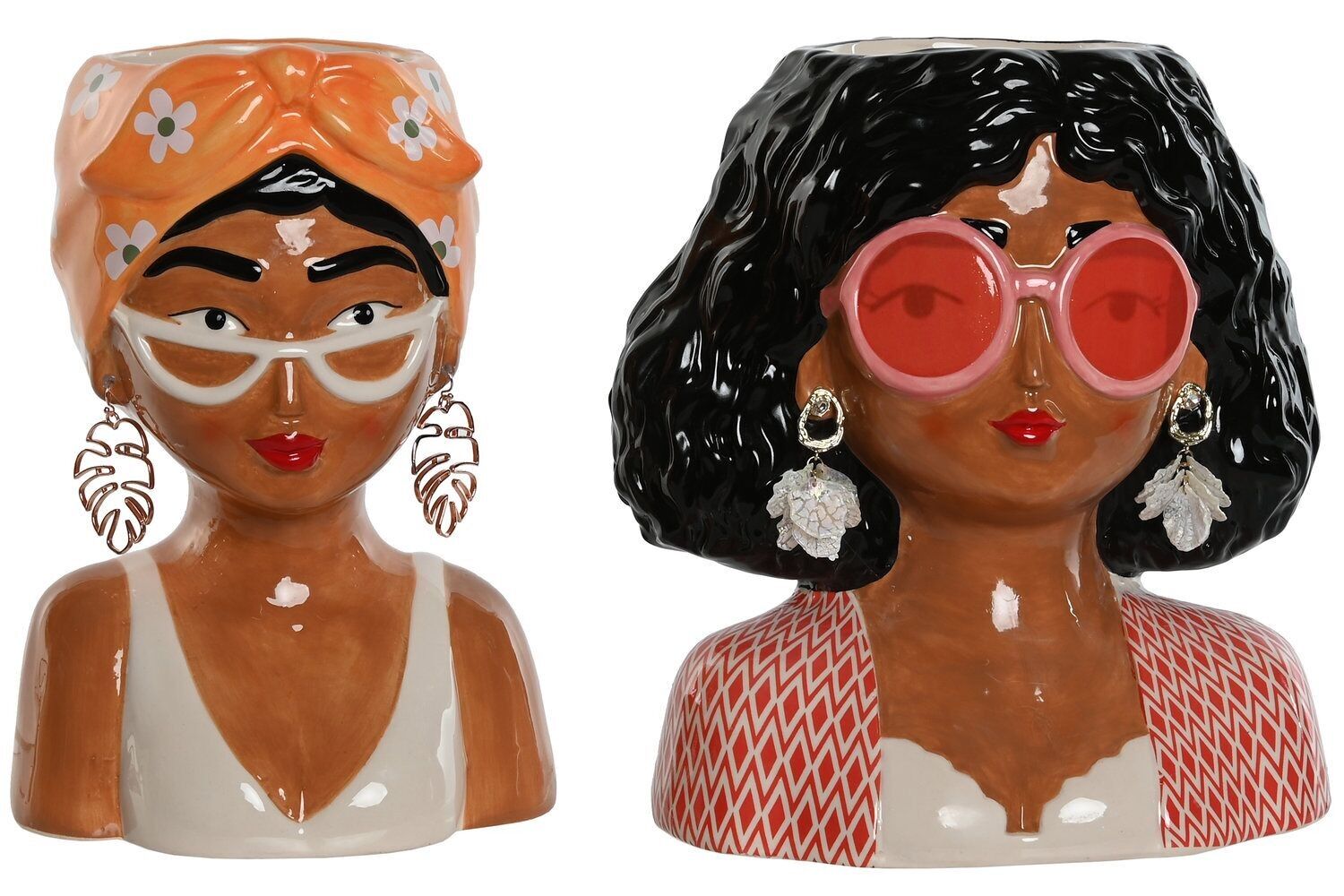 POT DE FLEUR DOLOMITE 16X13X24 FILLE LUNETTES 2 SURT. MC212833