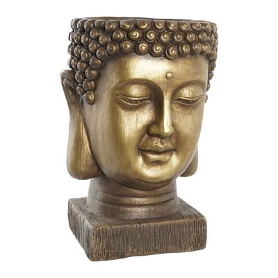 FIBERGLASS PLANTER 25X25X36 AGED BUDDHA MC203221