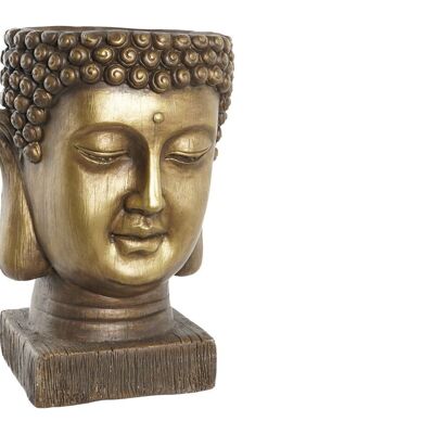 Übertopf aus Fiberglas, 25 x 25 x 36 cm, gealtert, Buddha MC203221
