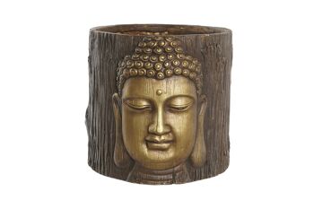 JARDINIÈRE EN FIBRE DE VERRE 30X29X26 BOUDDHA VIEILLI MC203223 1