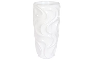 POT DE FLEUR EN FIBRE DE VERRE 35X35X71 VAGUES LAQUE BLANC MC209819 1