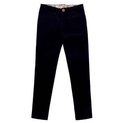 Slim fit pants | black stretch velvet | MORGAN