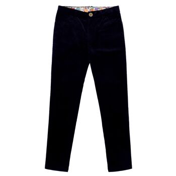 Pantalon slim fit | velours noir stretch | MORGAN 1