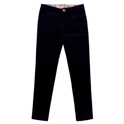Pantaloni slim fit | velluto elasticizzato nero | MORGAN