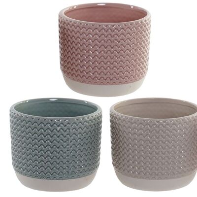 STONEWARE PLANTER 12X12X10,5 3 ASSORTMENTS. MC164059