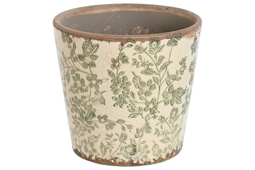 MACETERO GRES 14X14X14 HOJAS VERDE LD213293