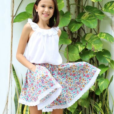 Girl's summer skirt | flowered liberty blue | CANCAN