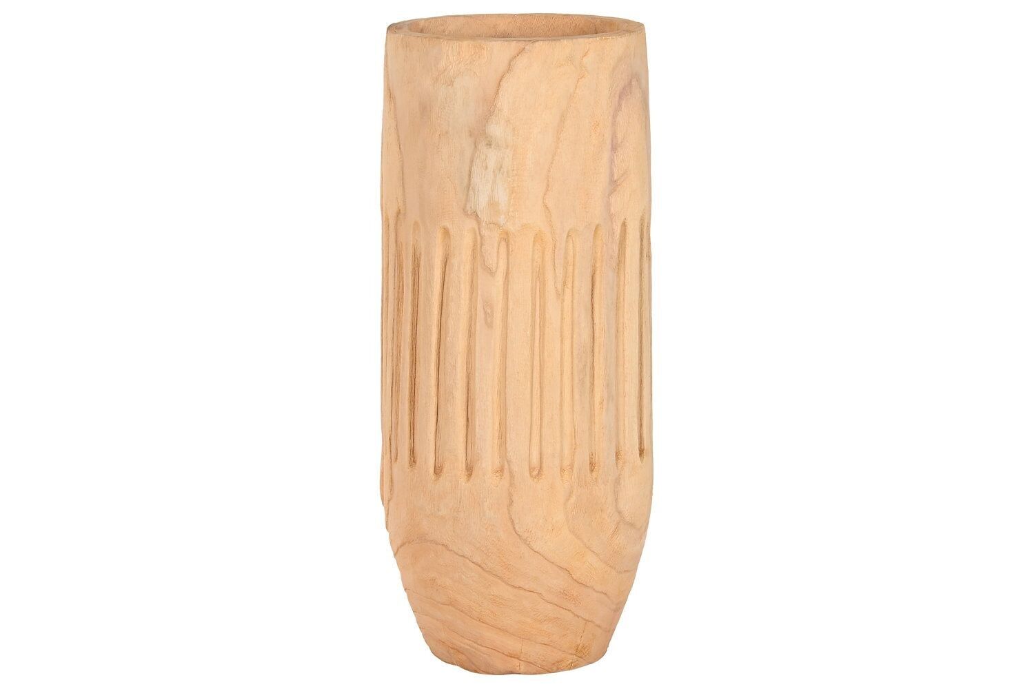POT EN BOIS DE PAULOWNIA 32X32X69 SCULPTURE NATURELLE LD213672