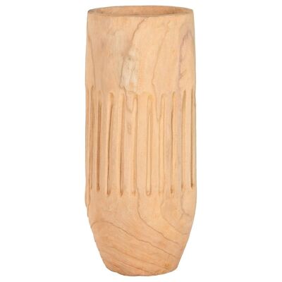 POT EN BOIS DE PAULOWNIA 32X32X69 SCULPTURE NATURELLE LD213672